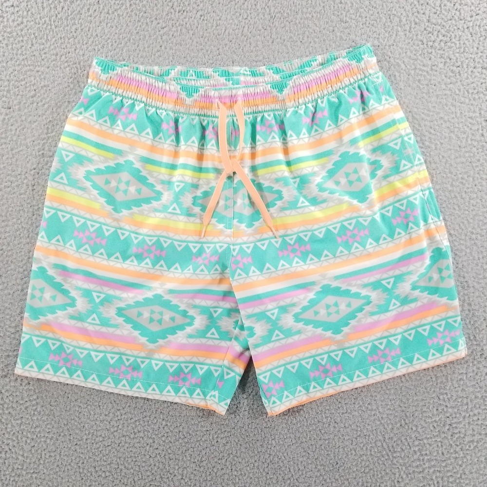 Chubbies Swim Trunks XL Green El Fuego Aztec Neon Performance Southwest Shorts